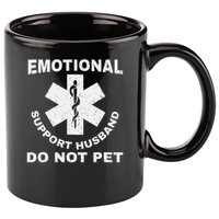 Funny Emotional Support Husband Do Not Pet Dad Humour 11oz C Handle Ceramic Mug