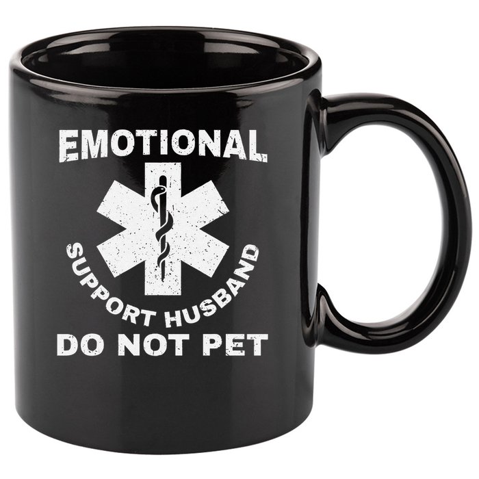 Funny Emotional Support Husband Do Not Pet Dad Humour 11oz C Handle Ceramic Mug