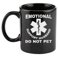 Funny Emotional Support Husband Do Not Pet Dad Humour 11oz C Handle Ceramic Mug