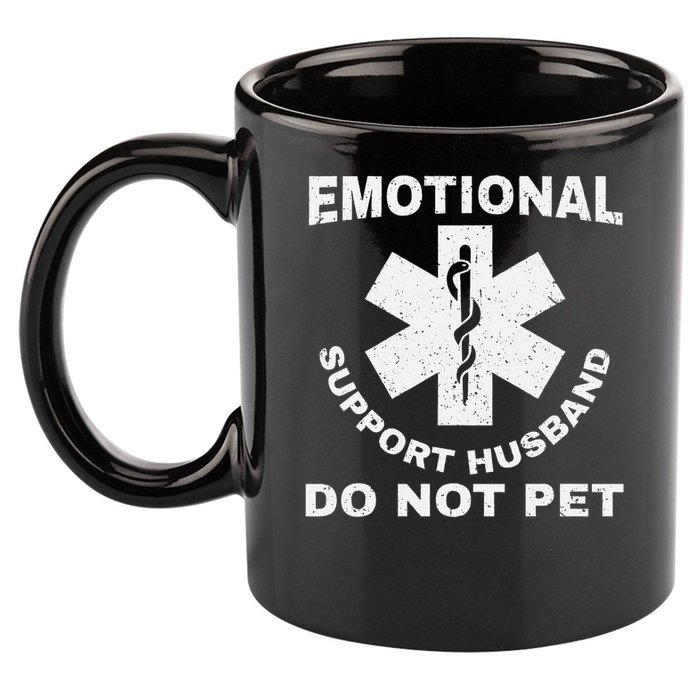 Funny Emotional Support Husband Do Not Pet Dad Humour 11oz C Handle Ceramic Mug