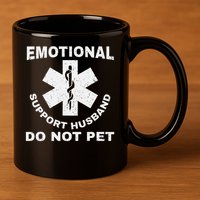 Funny Emotional Support Husband Do Not Pet Dad Humour 11oz C Handle Ceramic Mug