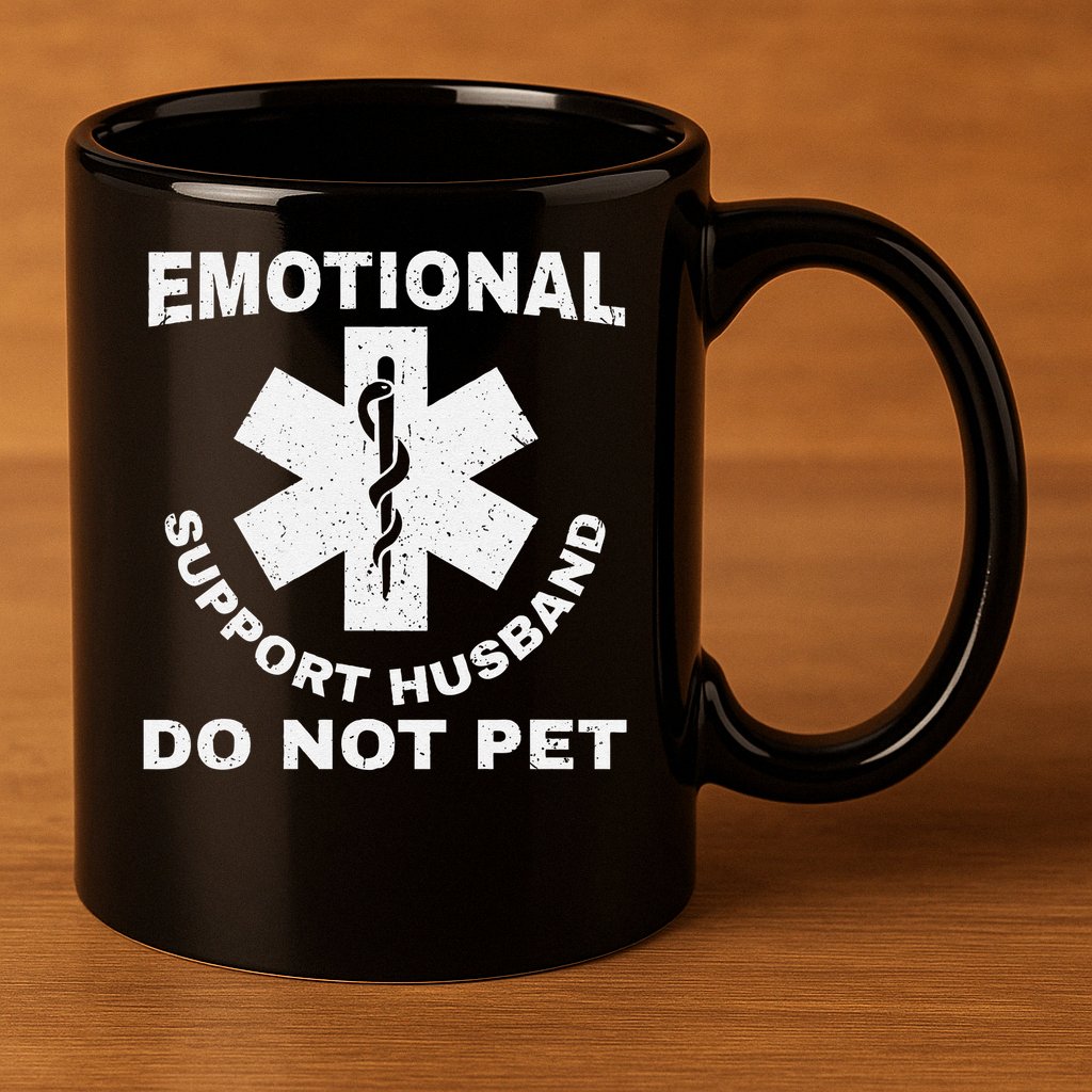 Funny Emotional Support Husband Do Not Pet Dad Humour 11oz C Handle Ceramic Mug