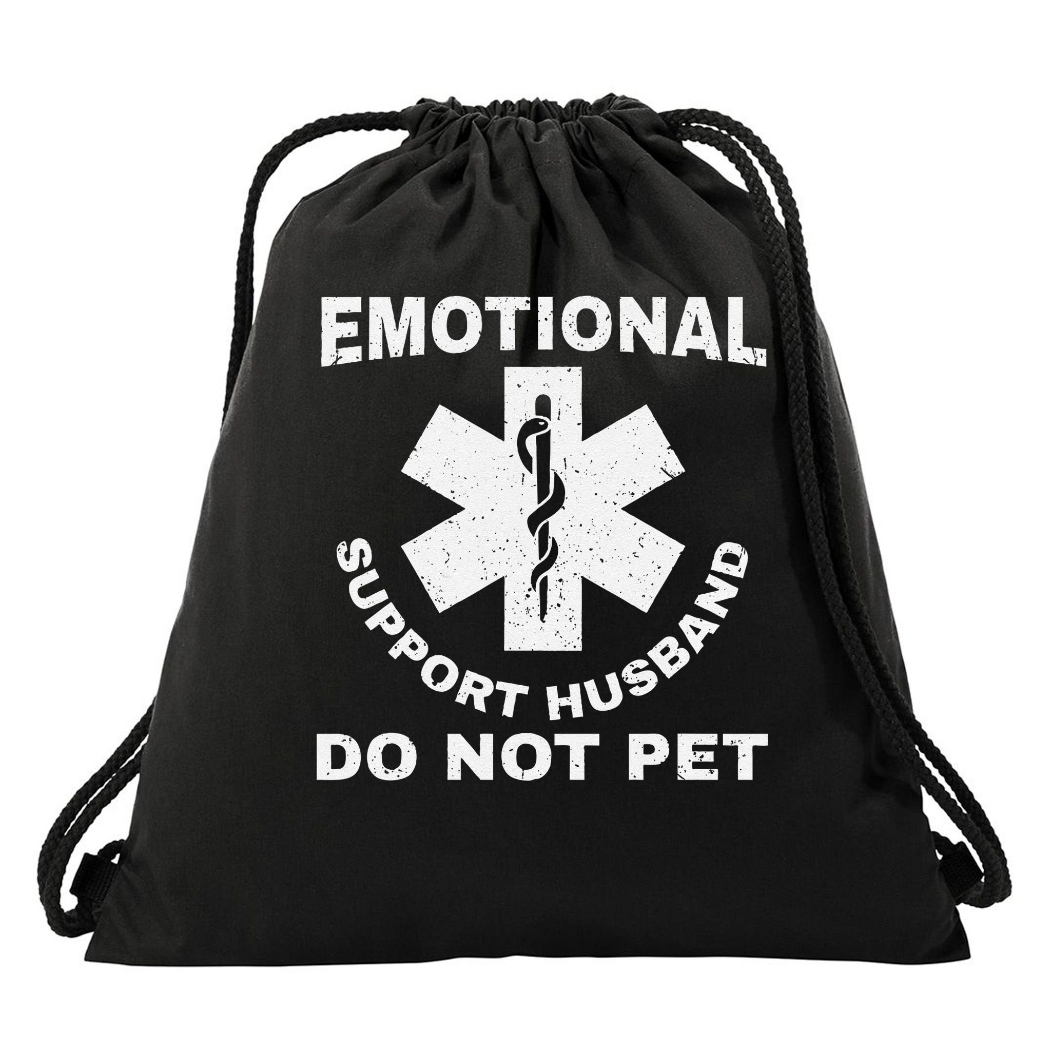Funny Emotional Support Husband Do Not Pet Dad Humour Drawstring Bag
