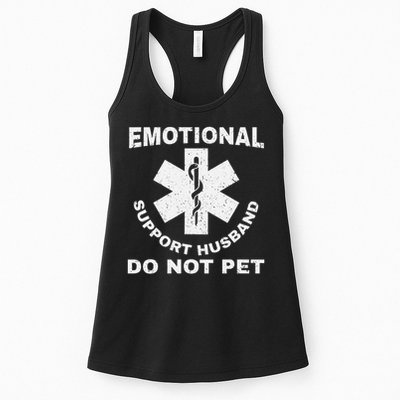 Funny Emotional Support Husband Do Not Pet Dad Humour Womens Tank Top
