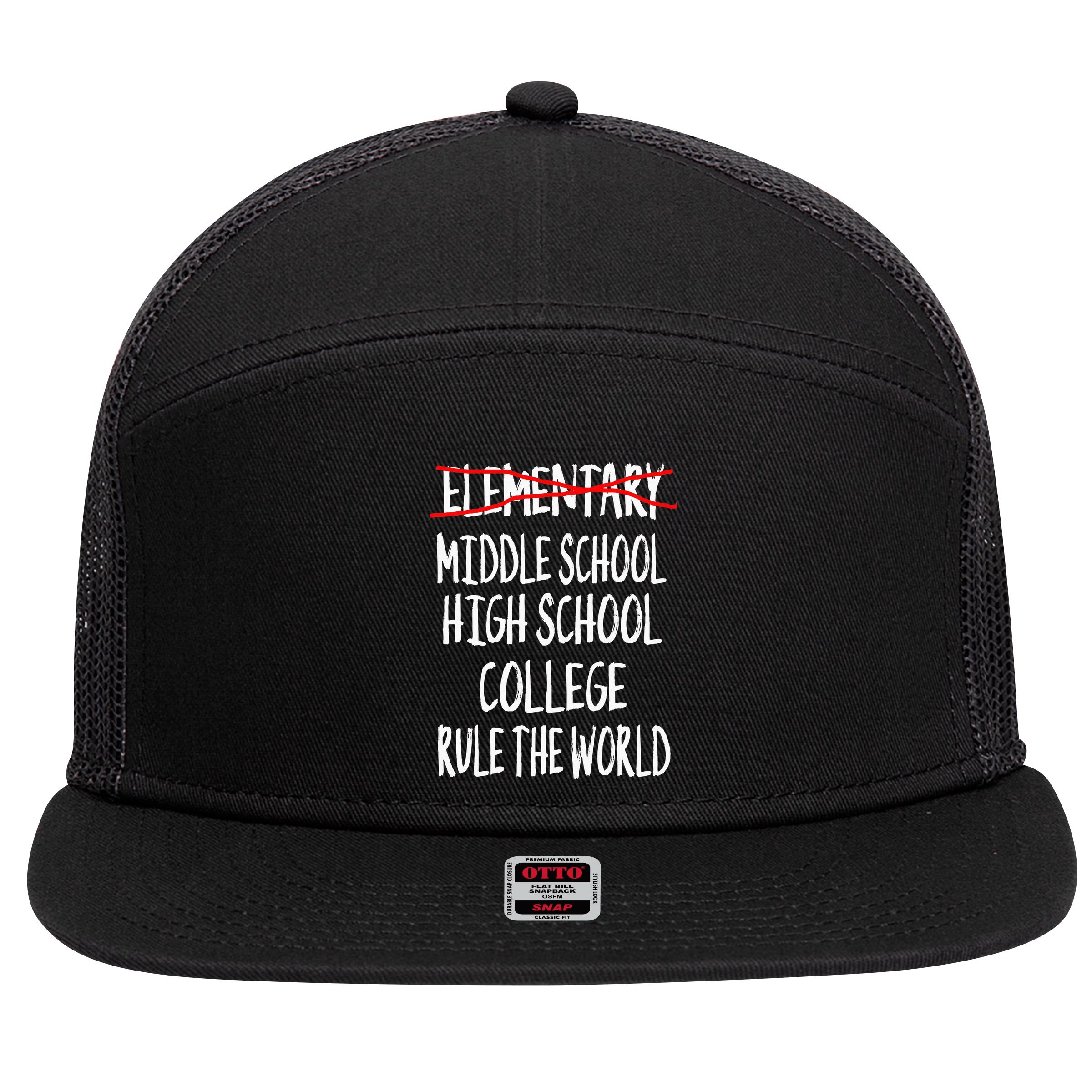 Funny Elementary School Graduation 6th Grade Graduation 7 Panel Mesh Trucker Snapback Hat
