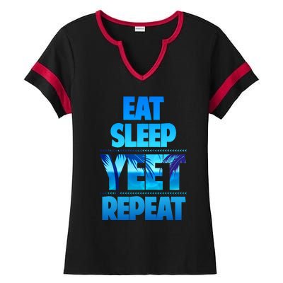 Funny Eat Sleep Yeet Repeat Vintage Ladies Halftime Notch Neck Tee