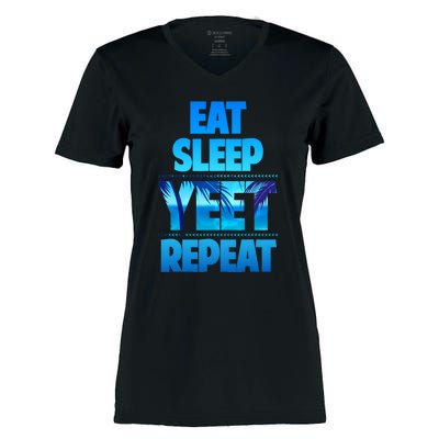 Funny Eat Sleep Yeet Repeat Vintage Women's Momentum V-Neck T-Shirt