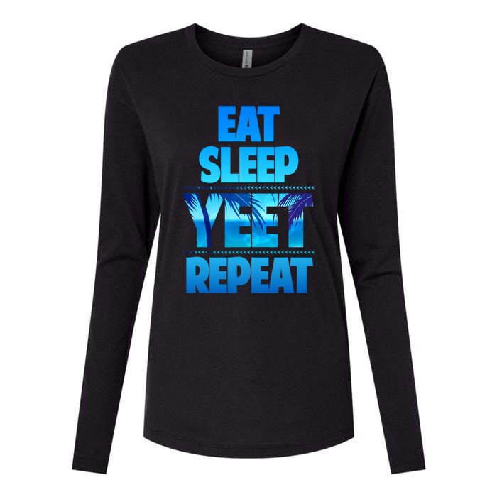 Funny Eat Sleep Yeet Repeat Vintage Womens Cotton Relaxed Long Sleeve T-Shirt