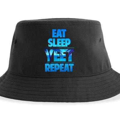 Funny Eat Sleep Yeet Repeat Vintage Sustainable Bucket Hat