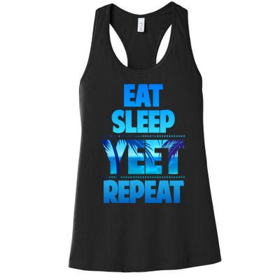 Funny Eat Sleep Yeet Repeat Vintage Women's Racerback Tank