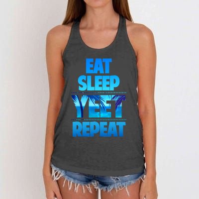 Funny Eat Sleep Yeet Repeat Vintage Women's Knotted Racerback Tank