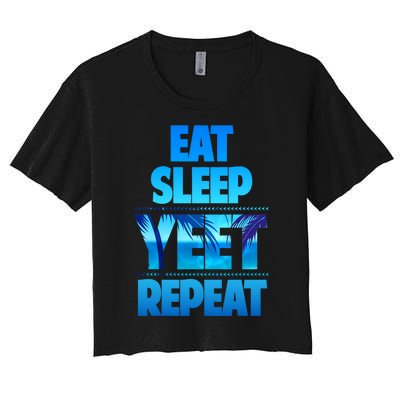 Funny Eat Sleep Yeet Repeat Vintage Women's Crop Top Tee