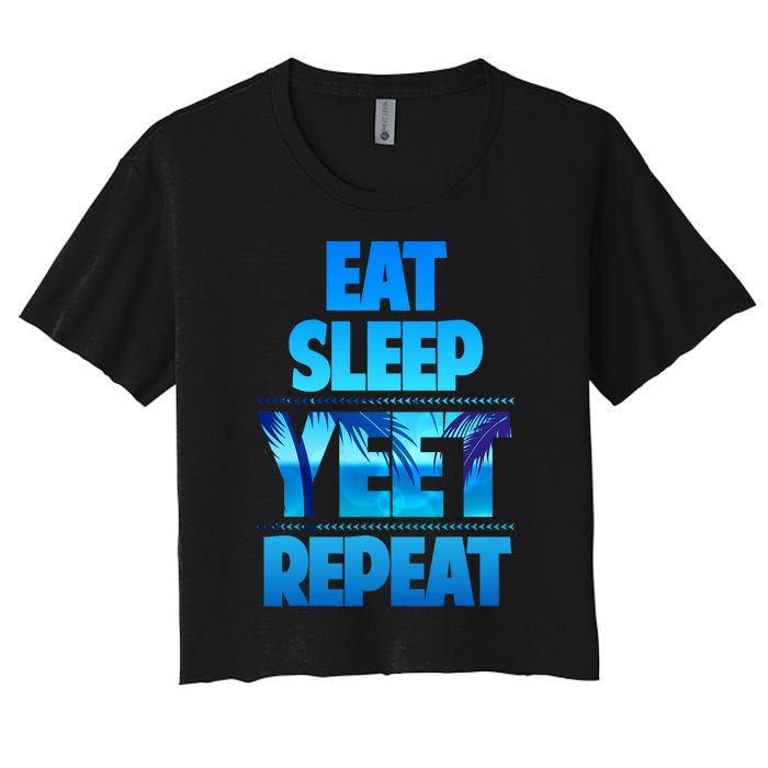 Funny Eat Sleep Yeet Repeat Vintage Women's Crop Top Tee