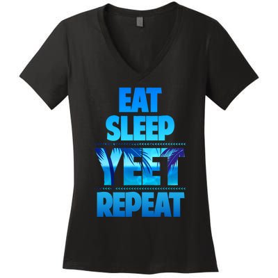 Funny Eat Sleep Yeet Repeat Vintage Women's V-Neck T-Shirt