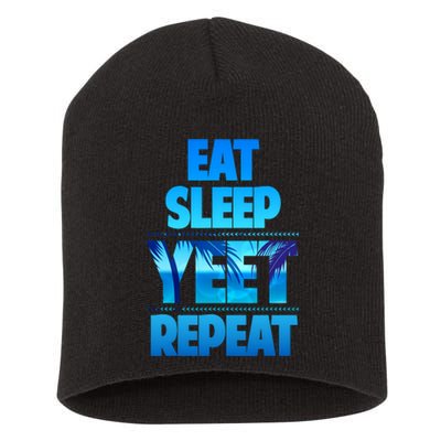 Funny Eat Sleep Yeet Repeat Vintage Short Acrylic Beanie