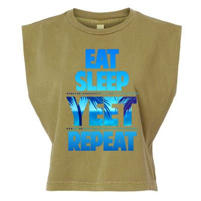 Funny Eat Sleep Yeet Repeat Vintage Garment-Dyed Women's Muscle Tee