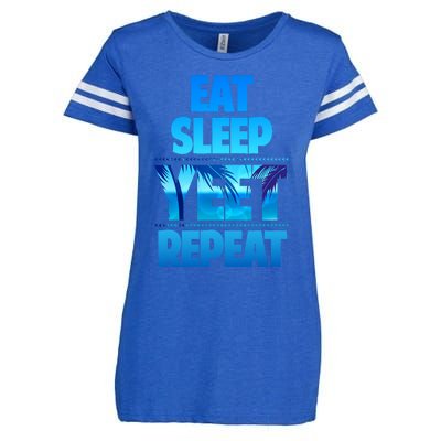 Funny Eat Sleep Yeet Repeat Vintage Enza Ladies Jersey Football T-Shirt