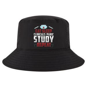 Funny Eat Sleep Clinicals Panic Study Repeat Nursing Student Gift Cool Comfort Performance Bucket Hat