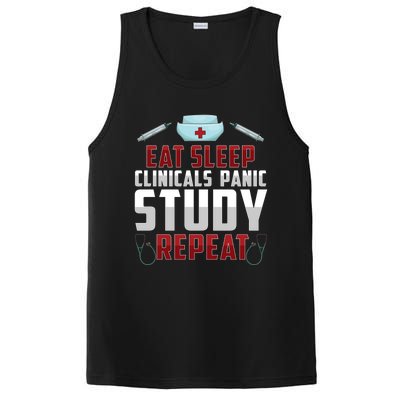 Funny Eat Sleep Clinicals Panic Study Repeat Nursing Student Gift PosiCharge Competitor Tank