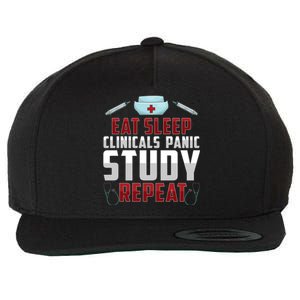 Funny Eat Sleep Clinicals Panic Study Repeat Nursing Student Gift Wool Snapback Cap