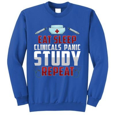 Funny Eat Sleep Clinicals Panic Study Repeat Nursing Student Gift Sweatshirt