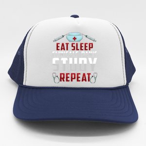 Funny Eat Sleep Clinicals Panic Study Repeat Nursing Student Gift Trucker Hat