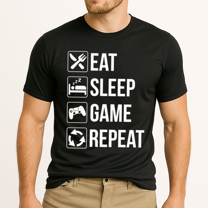 Funny Eat Sleep Game Repeat Gaming Funny Gift Funny Gift Cooling Performance Crew T-Shirt