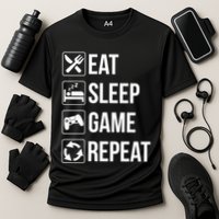 Funny Eat Sleep Game Repeat Gaming Funny Gift Funny Gift Cooling Performance Crew T-Shirt
