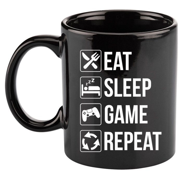 Funny Eat Sleep Game Repeat Gaming Funny Gift Funny Gift 11oz C Handle Ceramic Mug