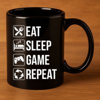 Funny Eat Sleep Game Repeat Gaming Funny Gift Funny Gift 11oz C Handle Ceramic Mug