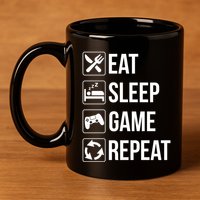 Funny Eat Sleep Game Repeat Gaming Funny Gift Funny Gift 11oz C Handle Ceramic Mug