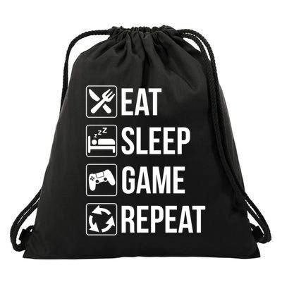Funny Eat Sleep Game Repeat Gaming Funny Gift Funny Gift Drawstring Bag
