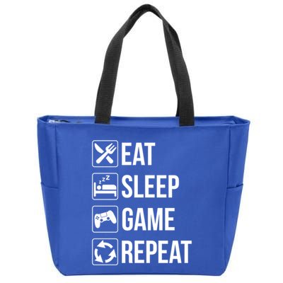 Funny Eat Sleep Game Repeat Gaming Funny Gift Funny Gift Zip Tote Bag