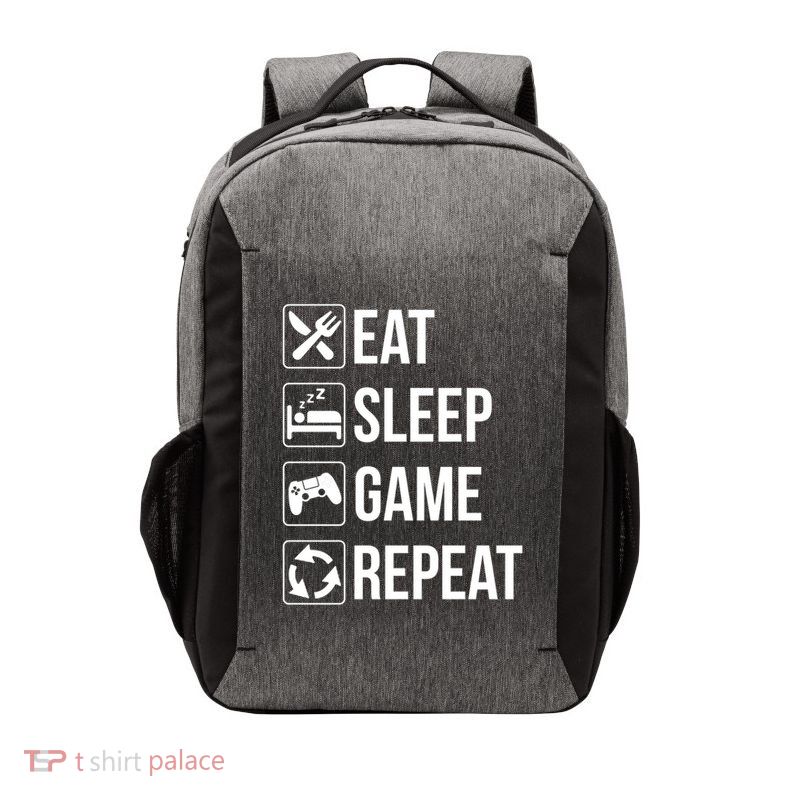 Funny Eat Sleep Game Repeat Gaming Funny Gift Funny Gift Vector Backpack
