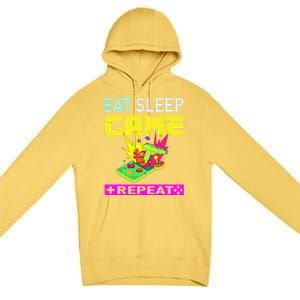 Funny Eat Sleep Game Repeat Design For Video Games Lovers Gift Premium Pullover Hoodie