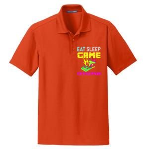 Funny Eat Sleep Game Repeat Design For Video Games Lovers Gift Dry Zone Grid Polo