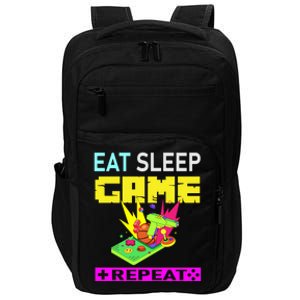 Funny Eat Sleep Game Repeat Design For Video Games Lovers Gift Impact Tech Backpack