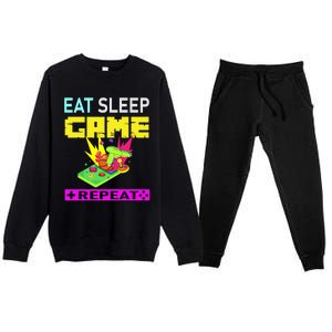 Funny Eat Sleep Game Repeat Design For Video Games Lovers Gift Premium Crewneck Sweatsuit Set