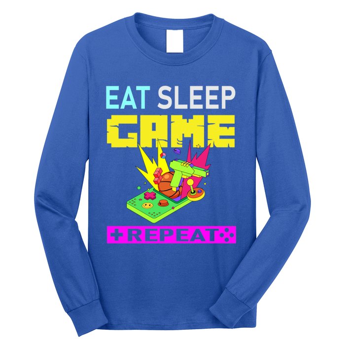 Funny Eat Sleep Game Repeat Design For Video Games Lovers Gift Long Sleeve Shirt