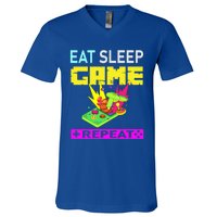 Funny Eat Sleep Game Repeat Design For Video Games Lovers Gift V-Neck T-Shirt