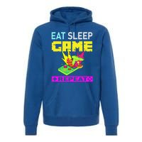 Funny Eat Sleep Game Repeat Design For Video Games Lovers Gift Premium Hoodie