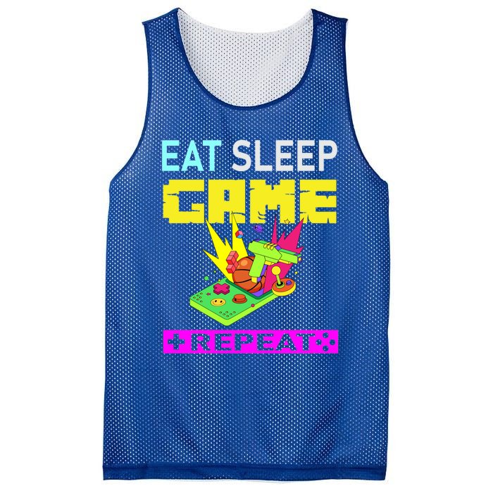 Funny Eat Sleep Game Repeat Design For Video Games Lovers Gift Mesh Reversible Basketball Jersey Tank