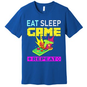 Funny Eat Sleep Game Repeat Design For Video Games Lovers Gift Premium T-Shirt