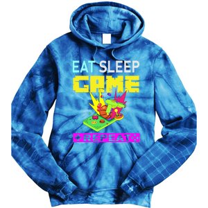 Funny Eat Sleep Game Repeat Design For Video Games Lovers Gift Tie Dye Hoodie