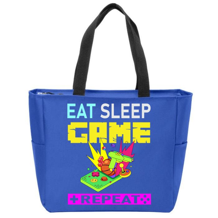 Funny Eat Sleep Game Repeat Design For Video Games Lovers Gift Zip Tote Bag