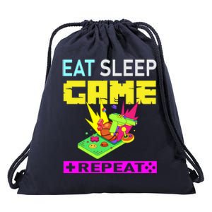 Funny Eat Sleep Game Repeat Design For Video Games Lovers Gift Drawstring Bag