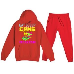 Funny Eat Sleep Game Repeat Design For Video Games Lovers Gift Premium Hooded Sweatsuit Set