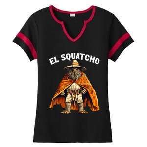 Funny El Squatcho Poncho Western Bigfoot Sasquatch Lover Ladies Halftime Notch Neck Tee