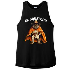 Funny El Squatcho Poncho Western Bigfoot Sasquatch Lover Ladies PosiCharge Tri-Blend Wicking Tank