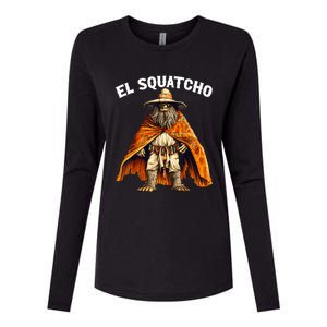 Funny El Squatcho Poncho Western Bigfoot Sasquatch Lover Womens Cotton Relaxed Long Sleeve T-Shirt